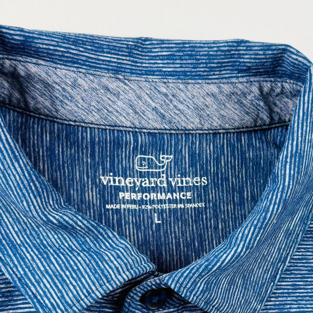 Vineyard Vines Blue Stripe Polo Shirt Mens Large - Picture 3 of 11
